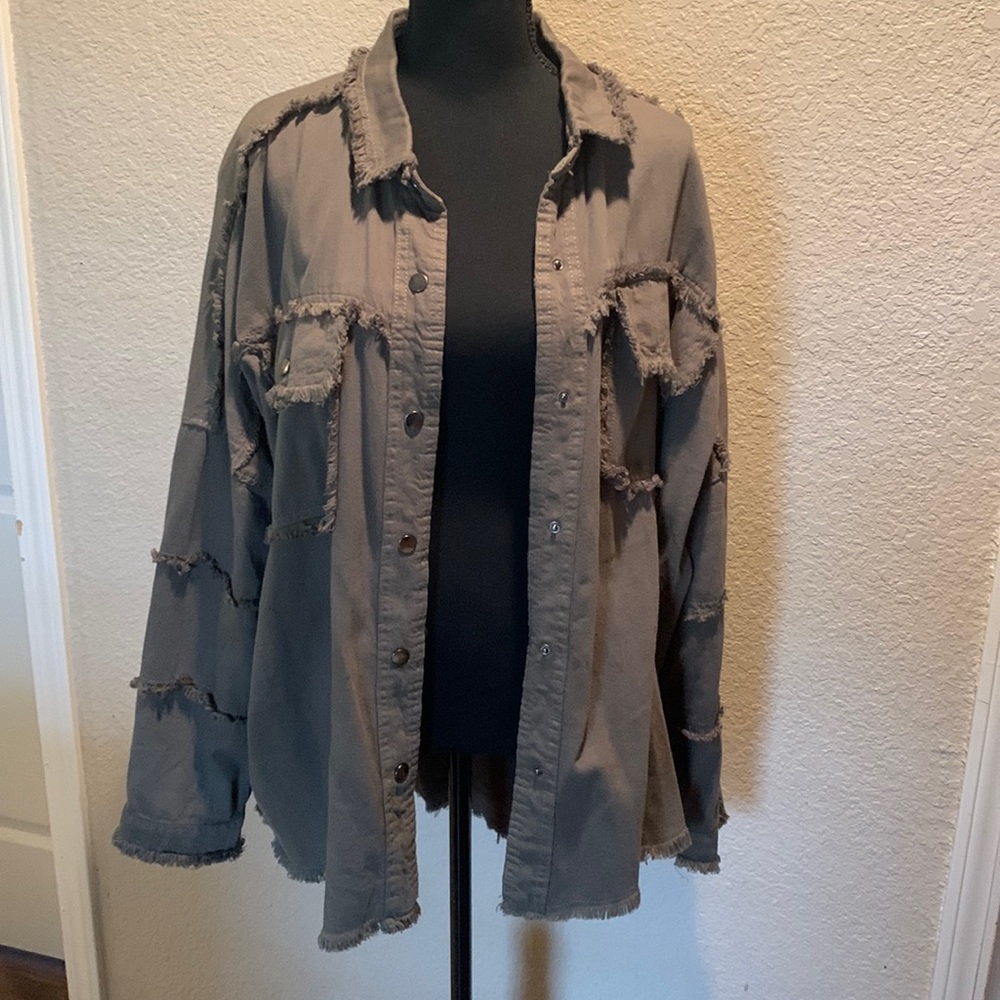 Elan Army green jacket with Rock & Roll on back